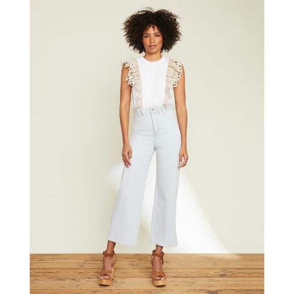 NWT Veronica Beard Grant Braided High Waist Wide Leg Jeans Size 32 Aspen #4D454 - Picture 1 of 13